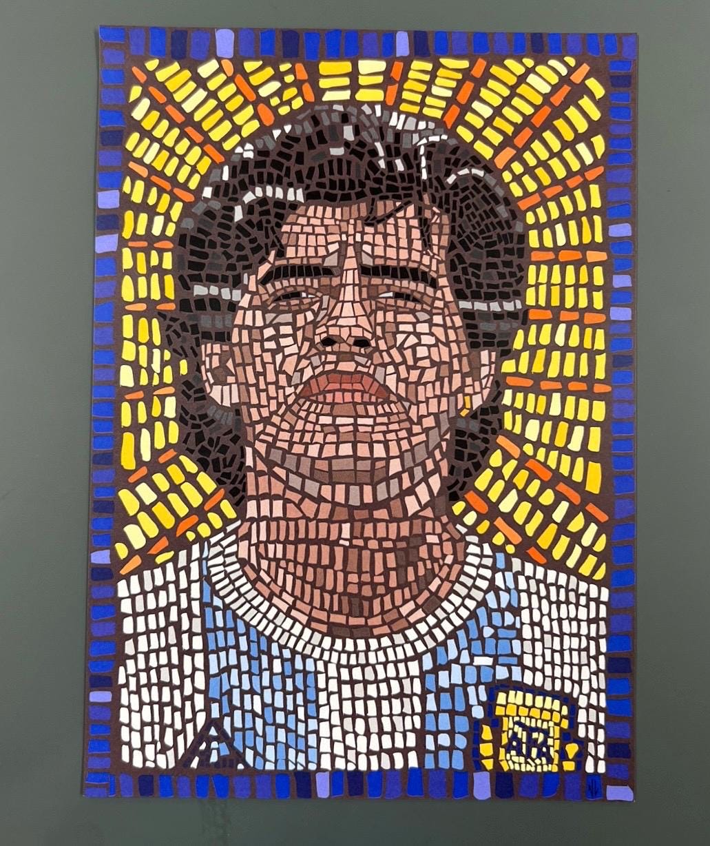 Diego Maradona - Mosaic style print - Legendary footballer (frame not included)