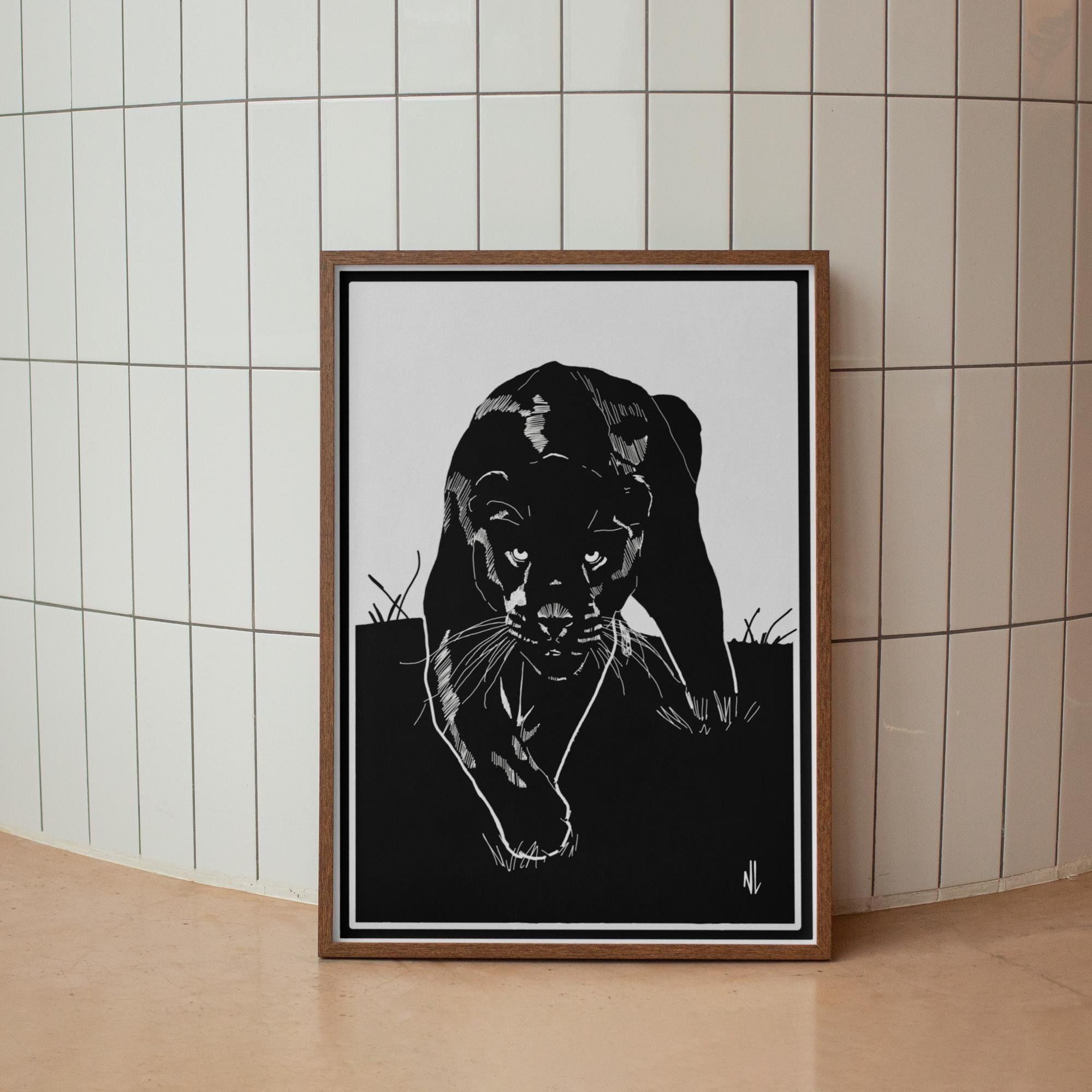 Black Panther Lino style - print (frame not included)