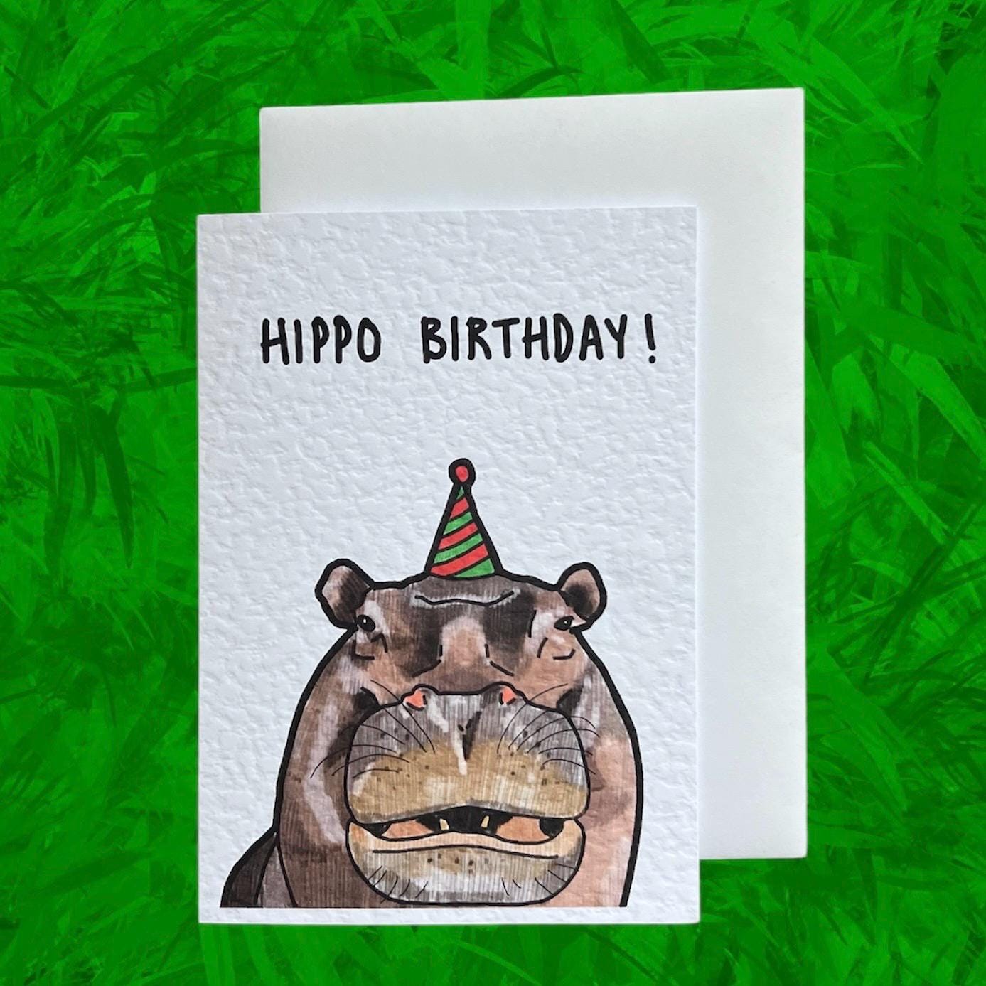 Hippo Birthday | Hippopotamus | Handcrafted Birthday Card