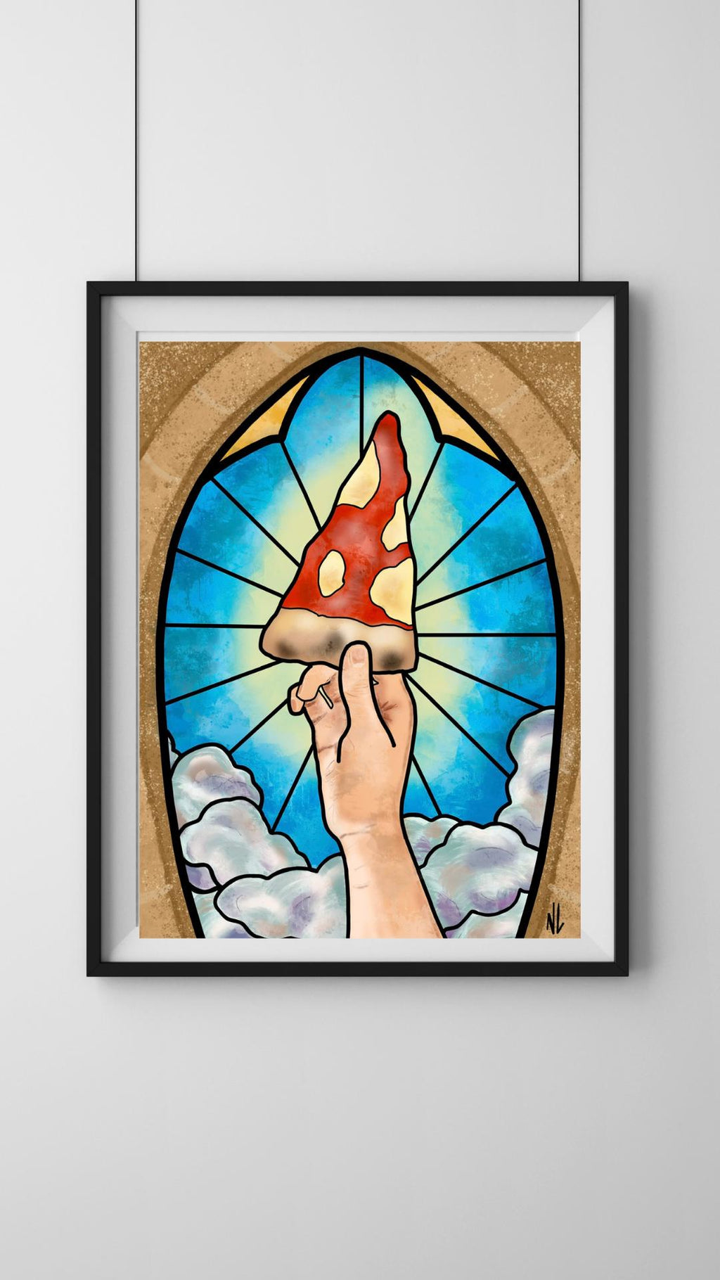 Pizza | Heavenly Pizza - Stained Glass style print (frame not included)