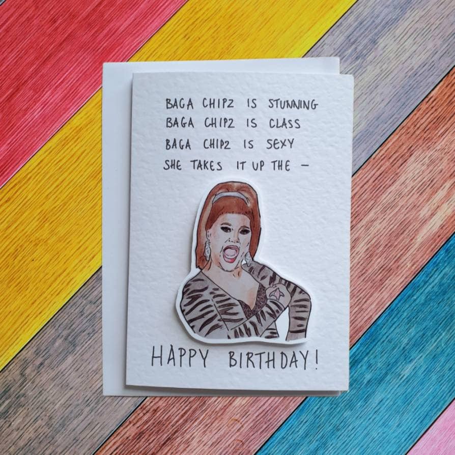 Baga Chipz | Handcrafted Birthday Card  | RuPaul's Drag Race UK