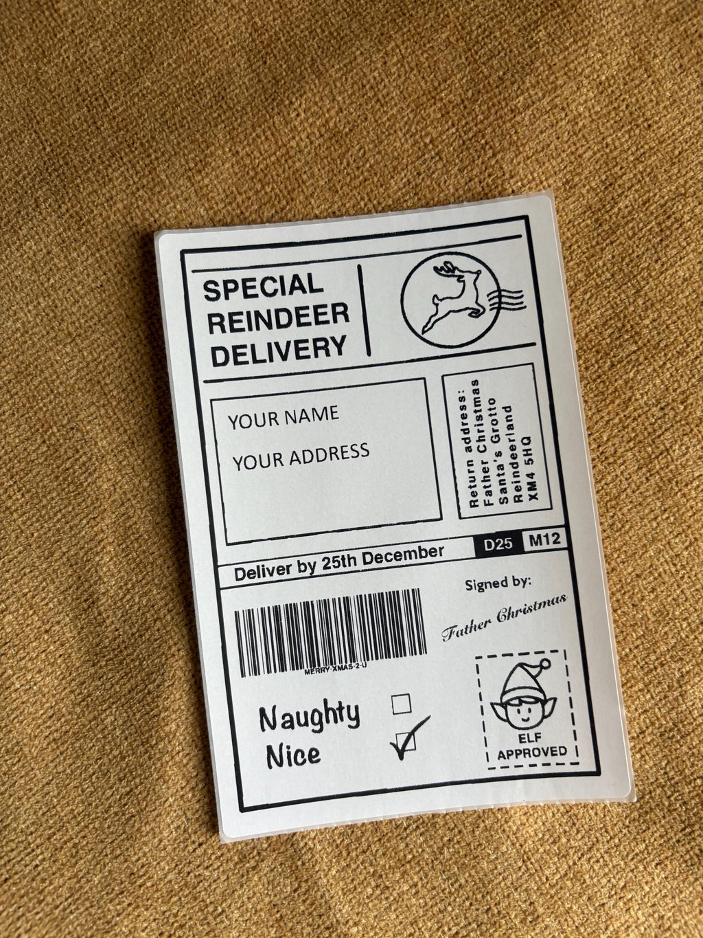 Personalized Christmas Gift Label – Reindeer Special Delivery