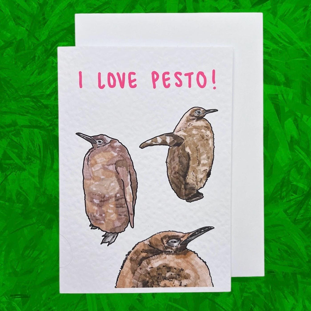 I love Pesto | Pesto the Penguin | Handcrafted Greeting Card