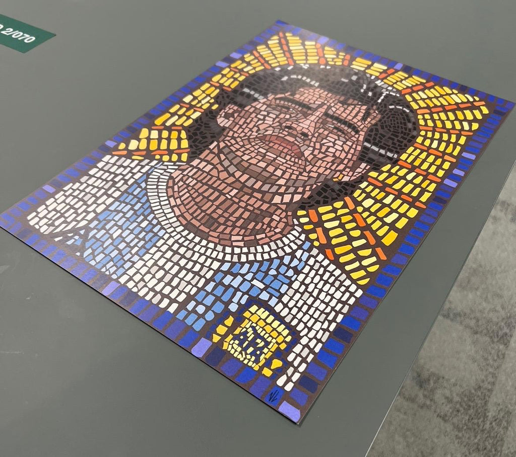 Diego Maradona - Mosaic style print - Legendary footballer (frame not included)