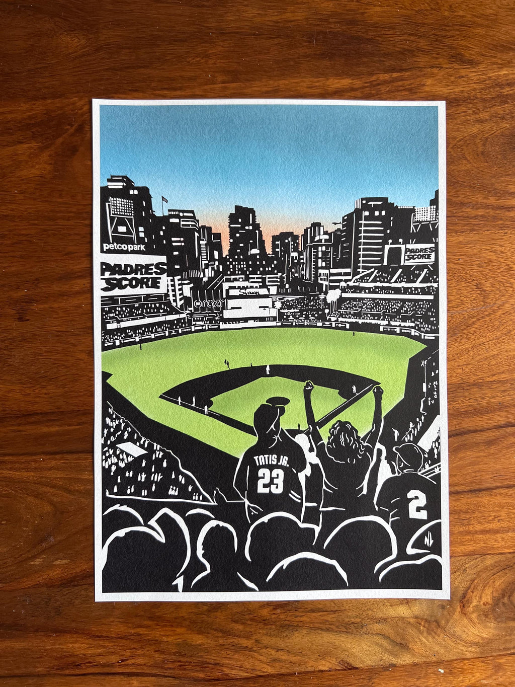 Padres - Baseball print - paper cut out  stencil style (frame not included)