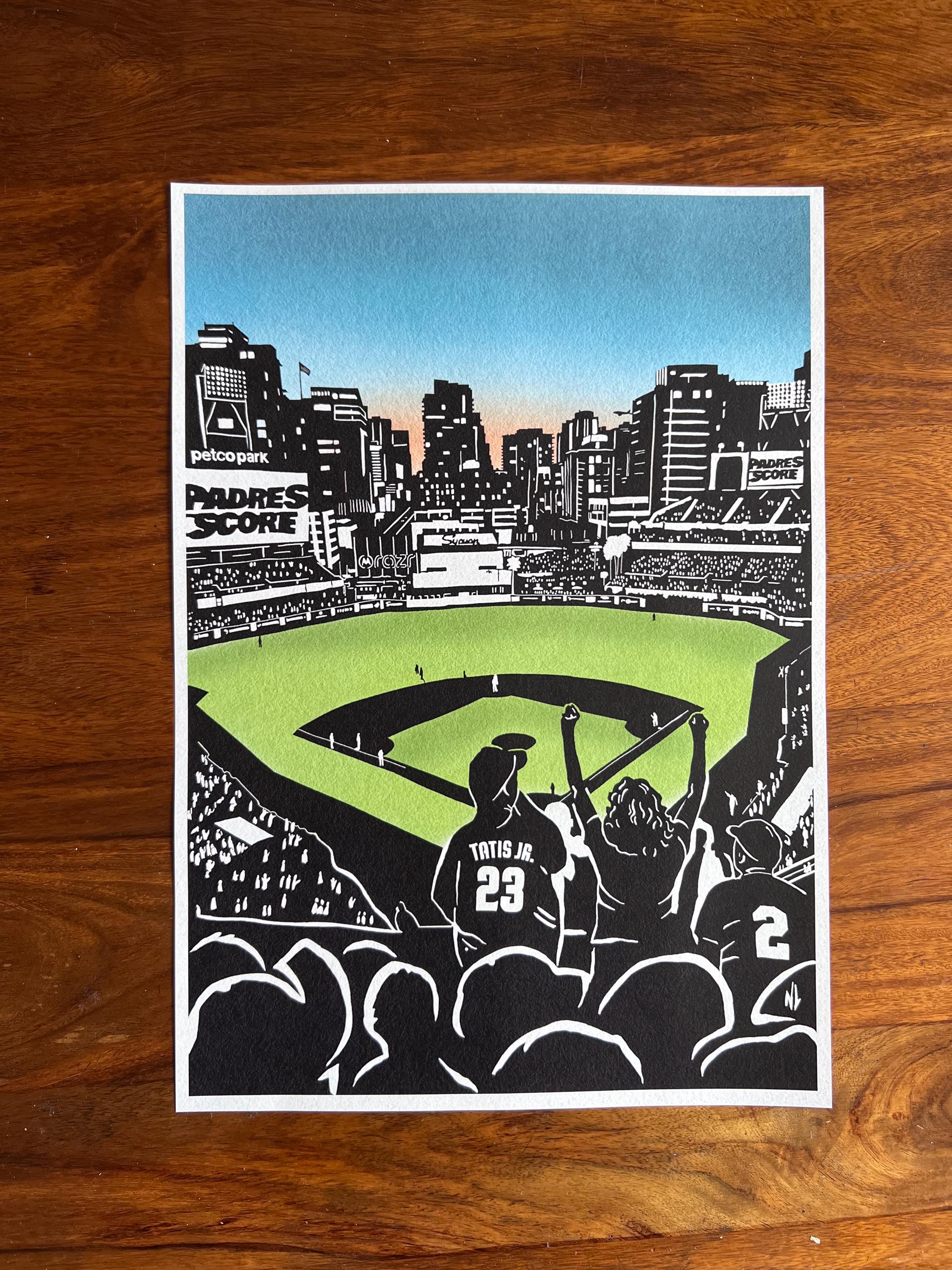 Padres - Baseball print - paper cut out  stencil style (frame not included)