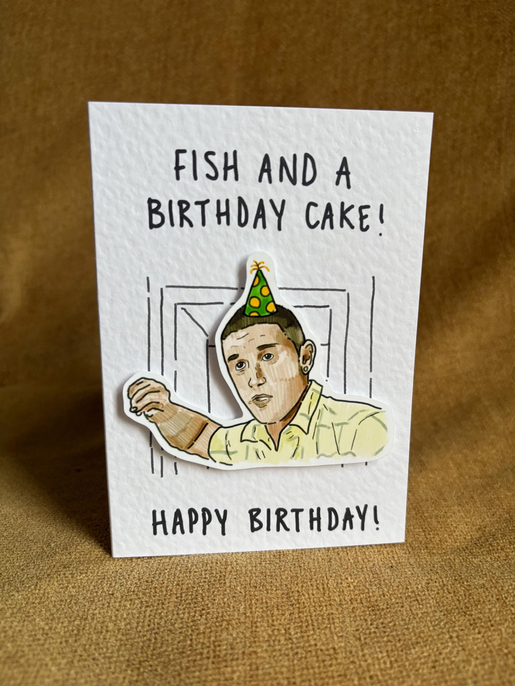 Fish and a Birthday Cake Meme: Handcrafted Birthday Card