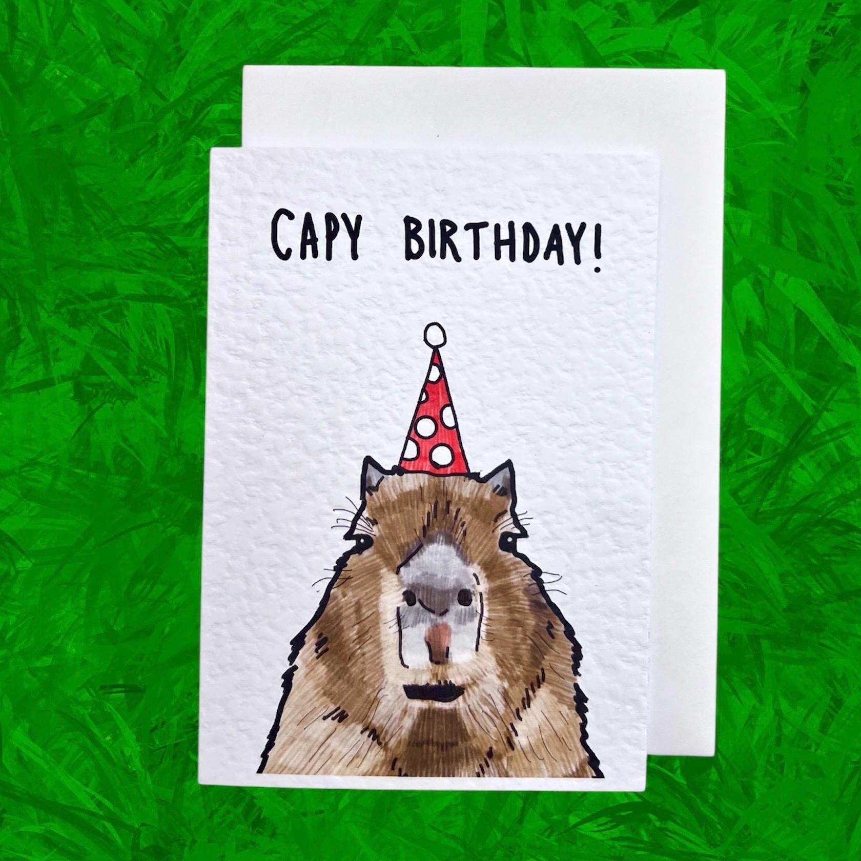 Capy Birthday | Capybara | Handcrafted Birthday Card