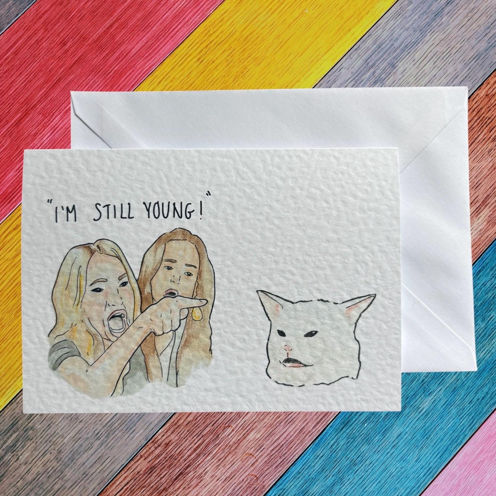 Cat meme | Handcrafted Birthday Card | Smudge the cat