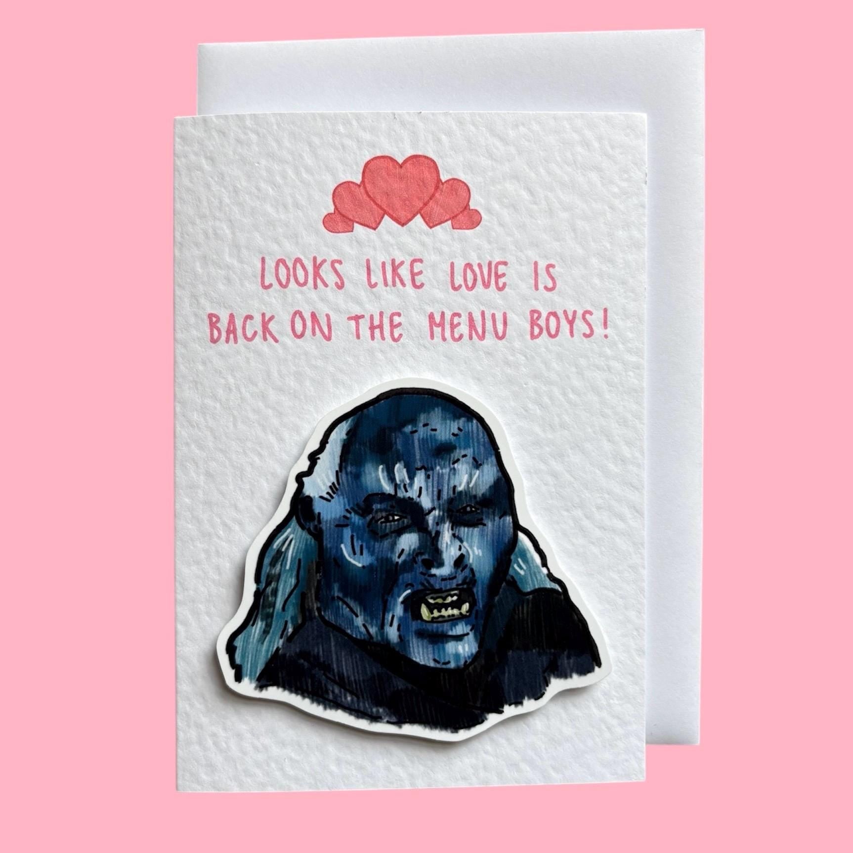 Orc | Looks like love is back on the menu boys | Handcrafted Birthday Card