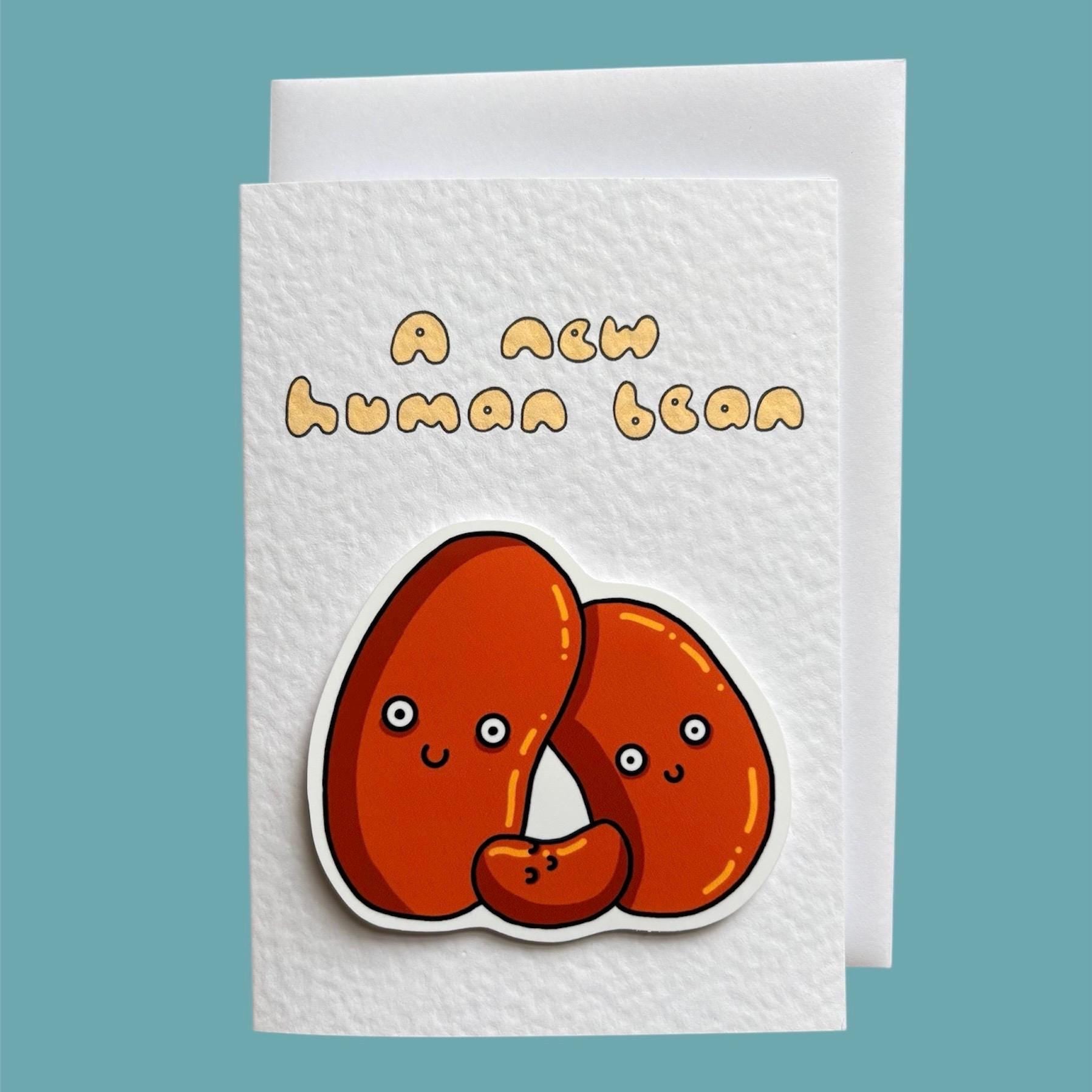 New Human Bean | Baked beans | Handcrafted New Baby Card
