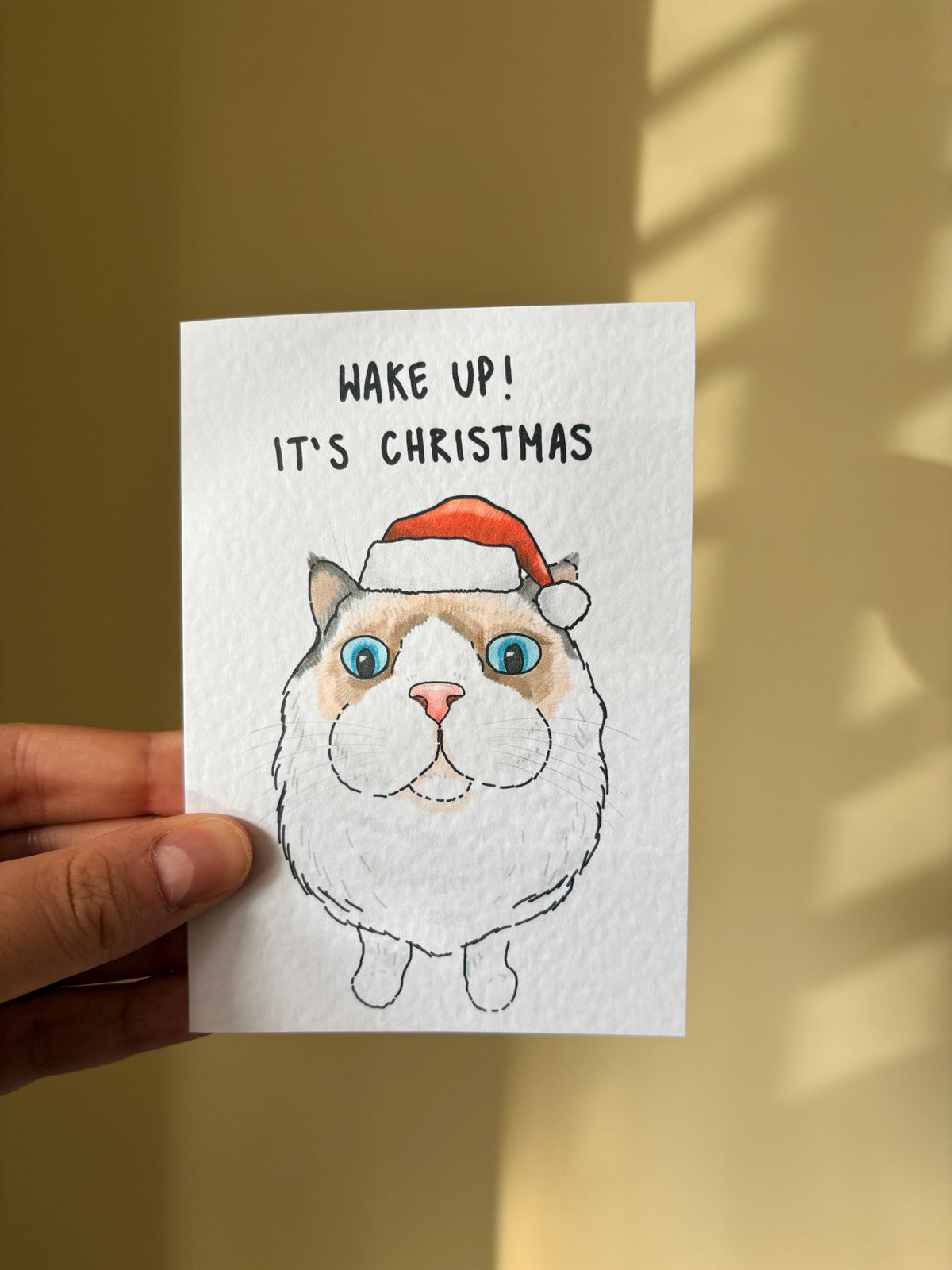 Ragdoll Cat Funny Christmas Card: Handcrafted A6 Greeting Card