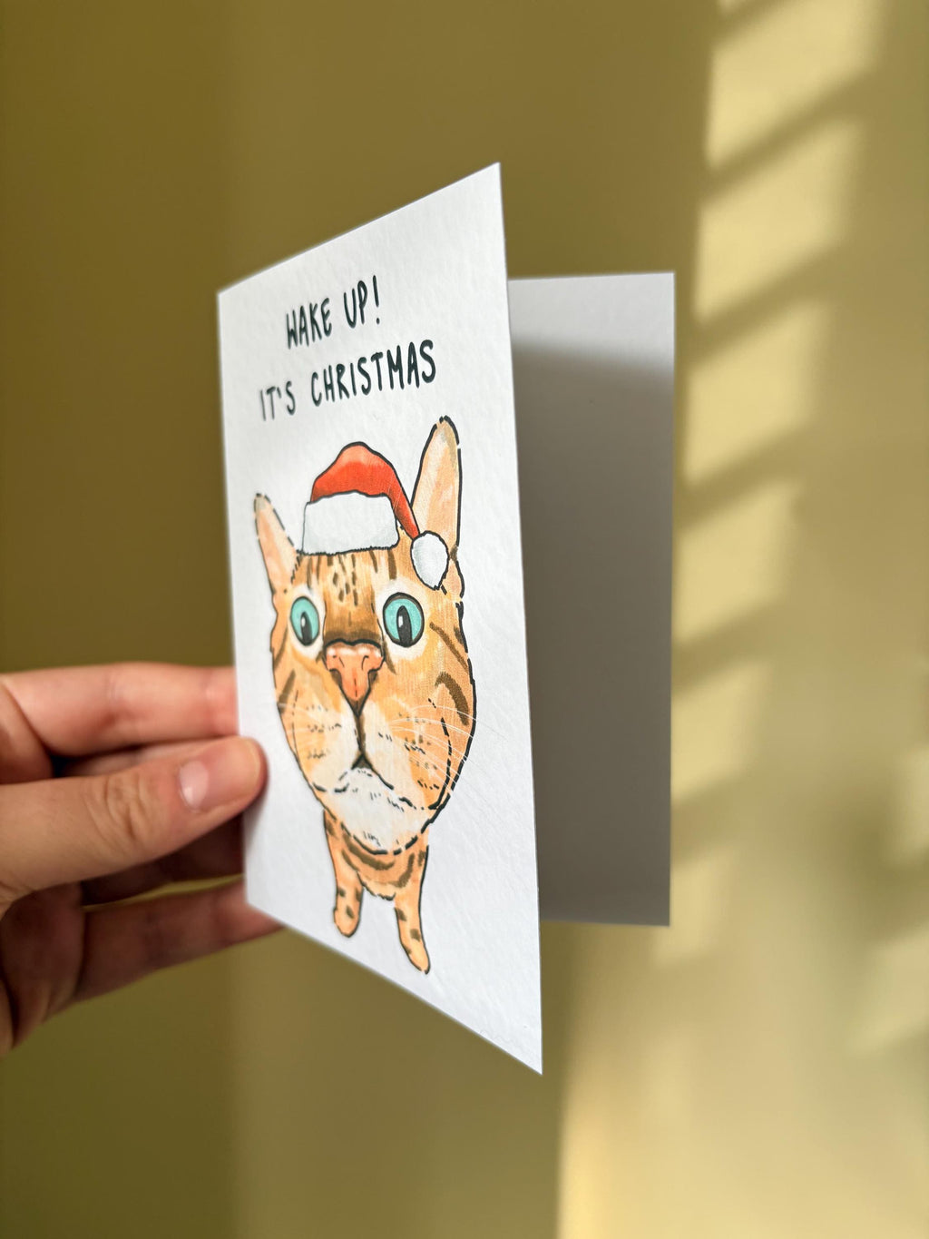 Bengal Cat Funny Christmas Card: Handcrafted A6 Greeting Card
