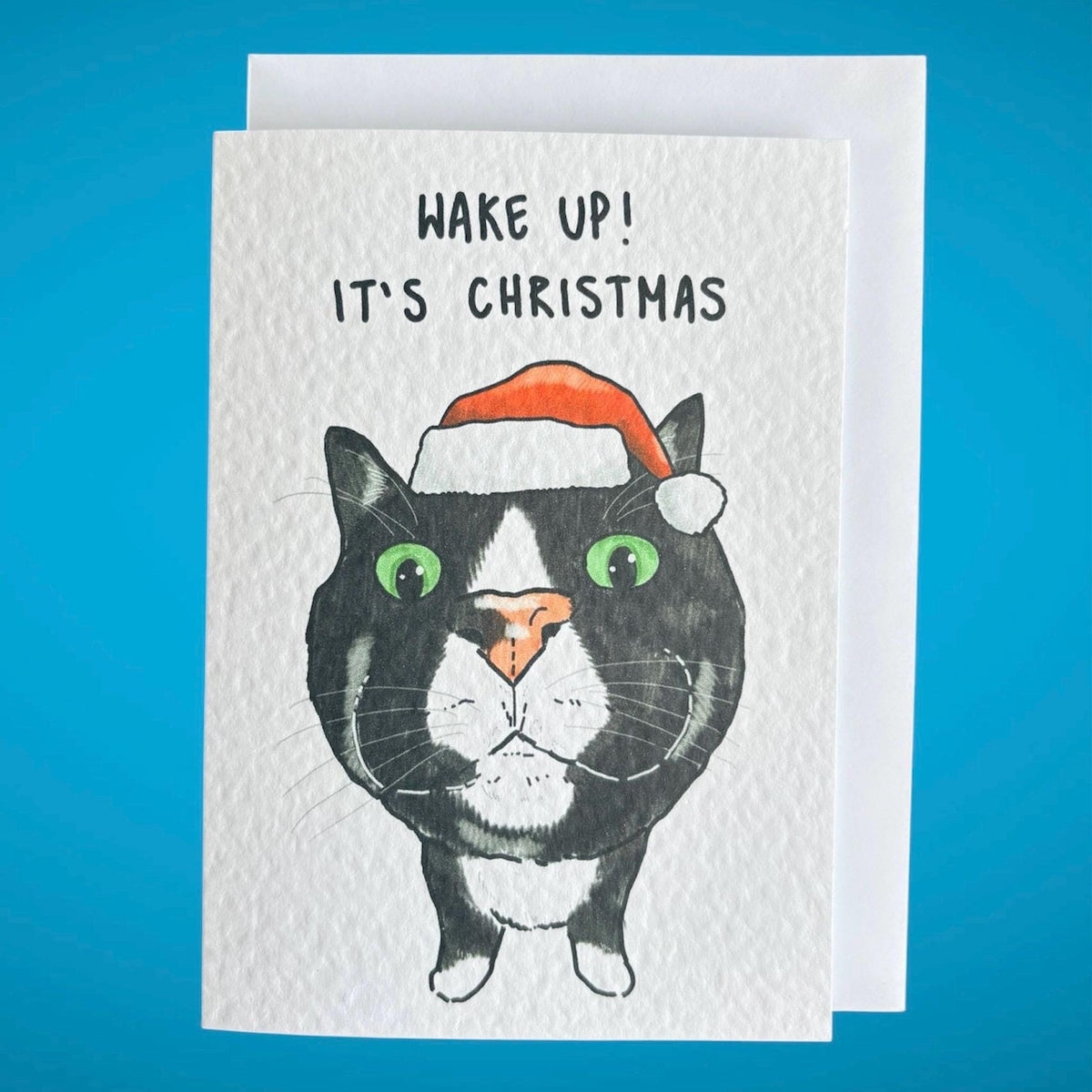 Tuxedo Cat Funny Christmas Card: Handcrafted A6 Greeting Card