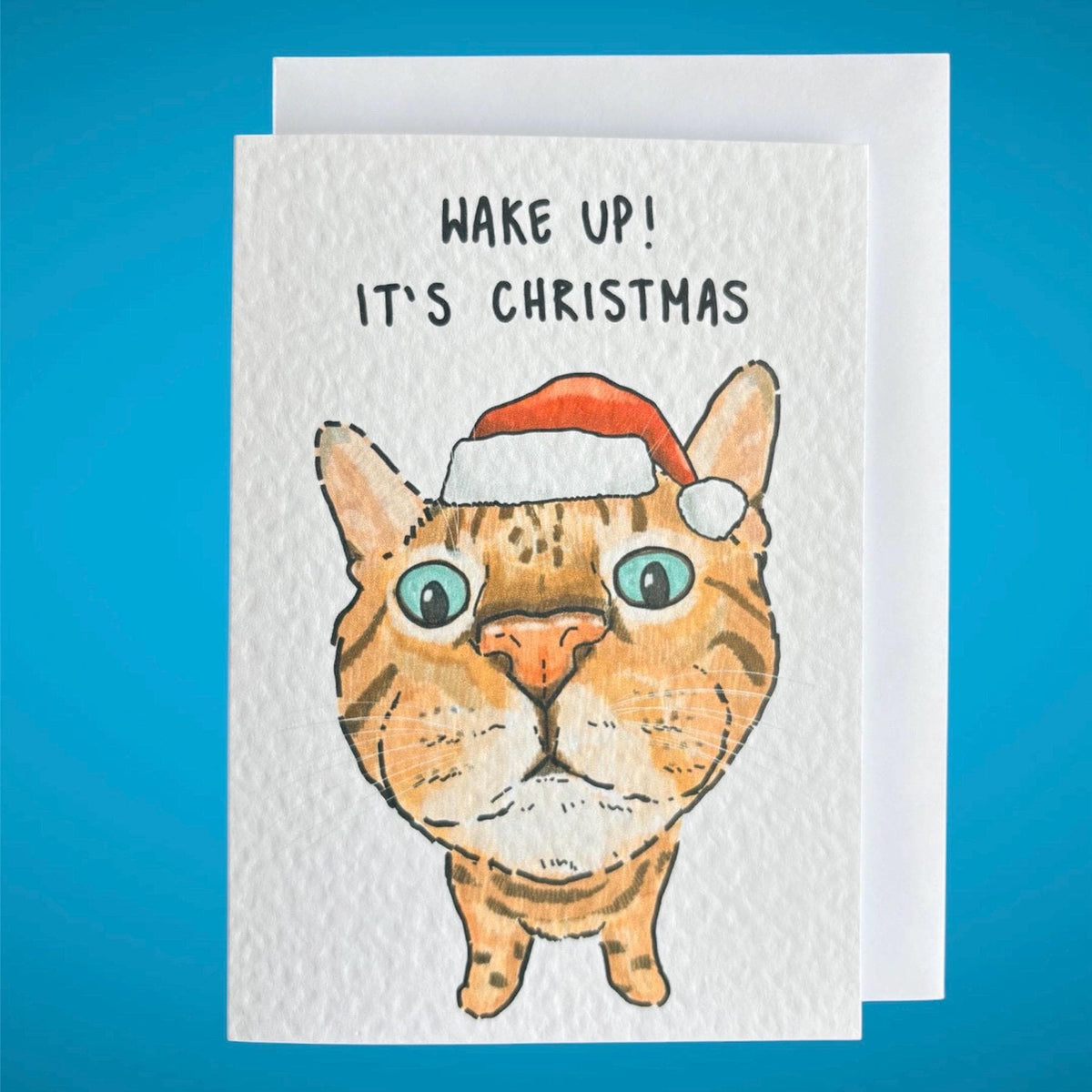 Bengal Cat Funny Christmas Card: Handcrafted A6 Greeting Card