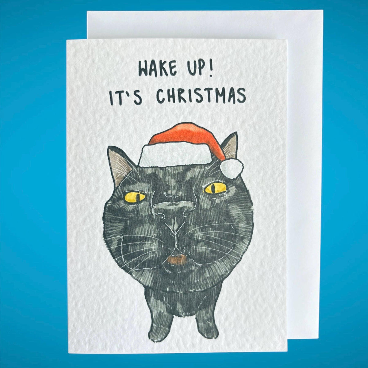 Funny Cat Christmas Card (available in a range of cat colours) : Handcrafted A6 Greeting Card