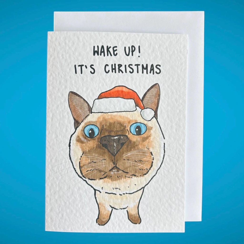 Siamese Cat Funny Christmas Card: Handcrafted A6 Greeting Card