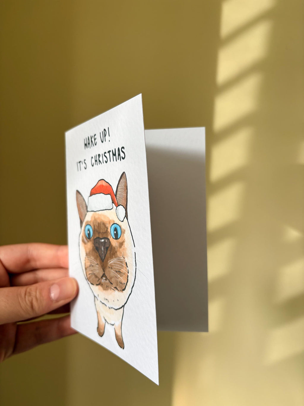 Siamese Cat Funny Christmas Card: Handcrafted A6 Greeting Card
