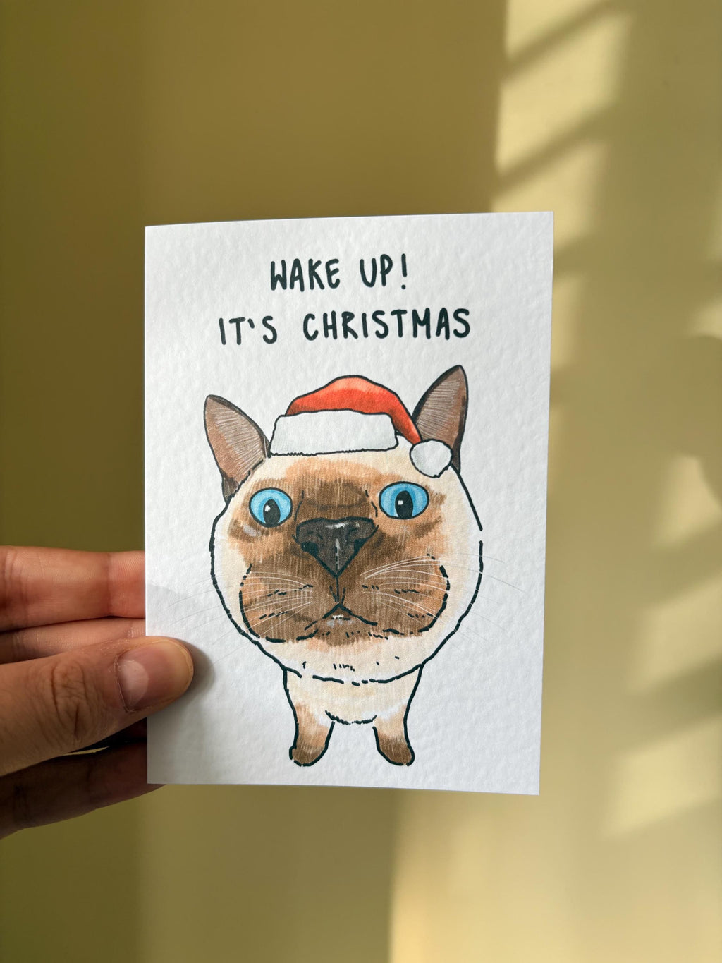Siamese Cat Funny Christmas Card: Handcrafted A6 Greeting Card