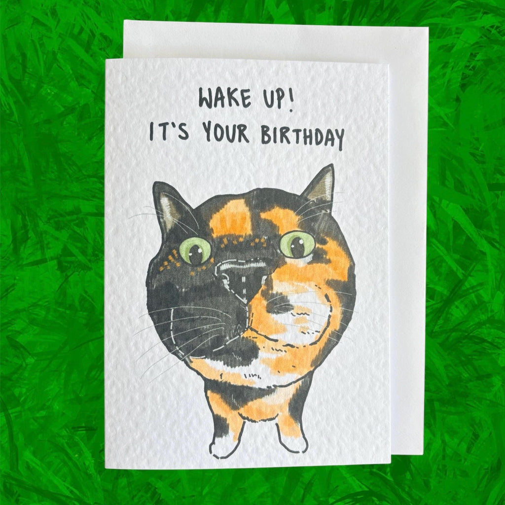 Tortoise Shell Cat Funny Birthday Card: Handcrafted A6 Greeting Card