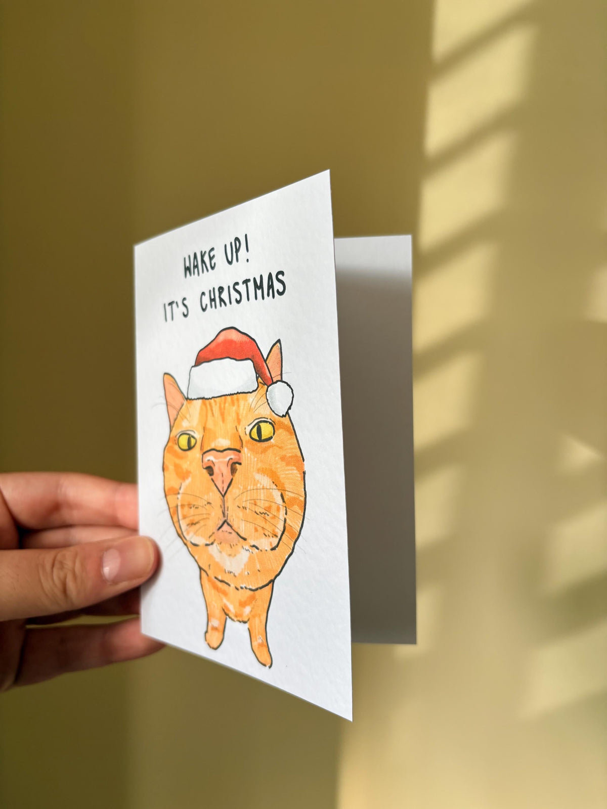 Ginger Cat Funny Christmas Card: Handcrafted A6 Greeting Card