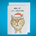 Tabby Cat Funny Christmas Card: Handcrafted A6 Greeting Card
