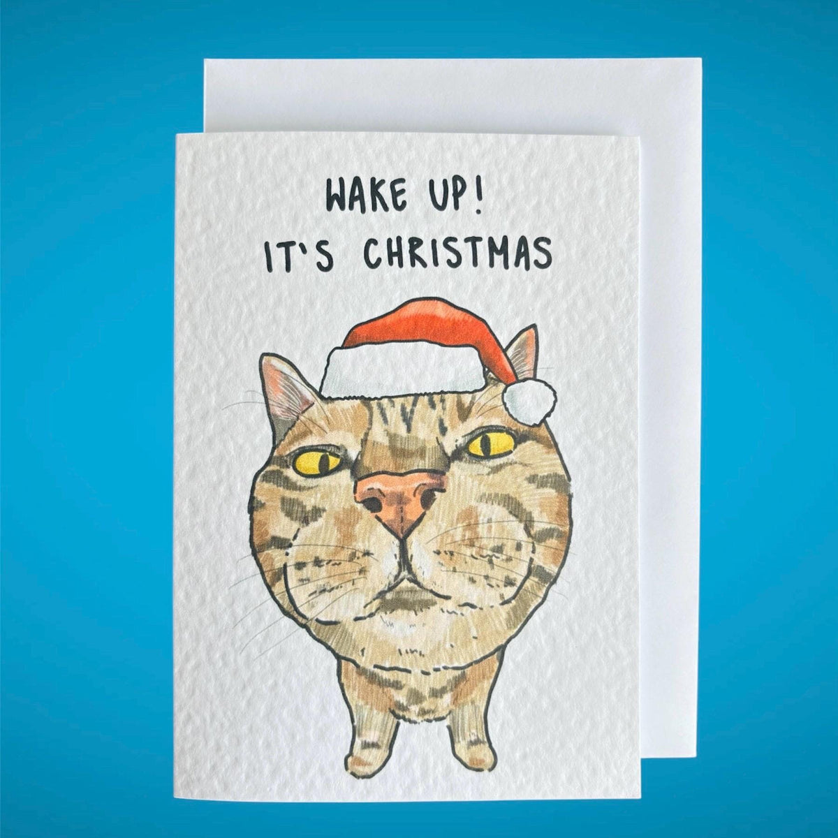 Tabby Cat Funny Christmas Card: Handcrafted A6 Greeting Card