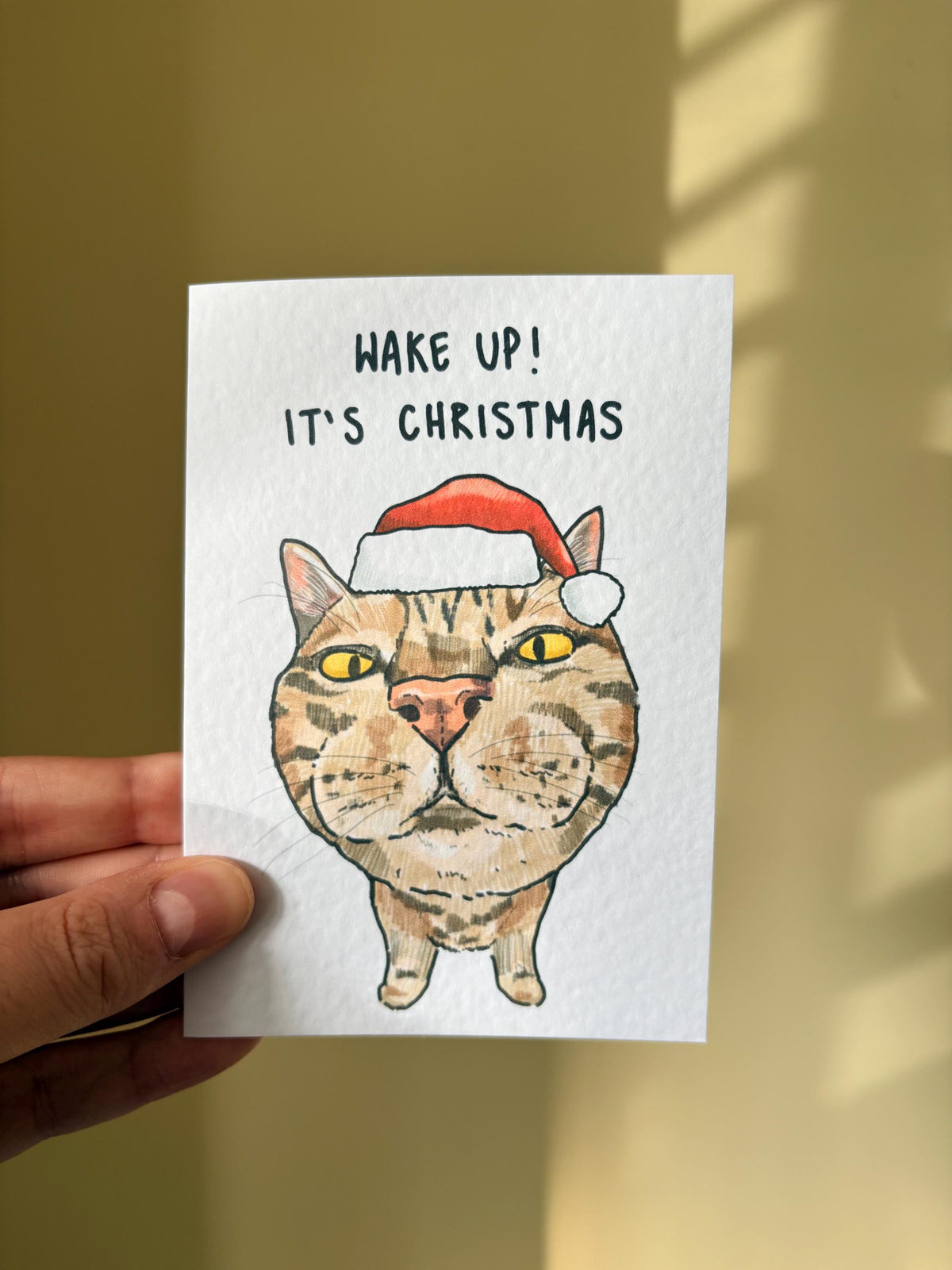 Tabby Cat Funny Christmas Card: Handcrafted A6 Greeting Card