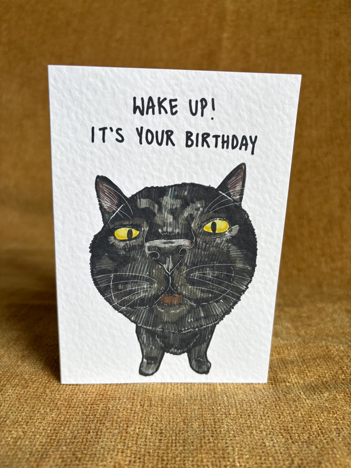 Black Cat Funny Birthday Card: Handcrafted A6 Greeting Card
