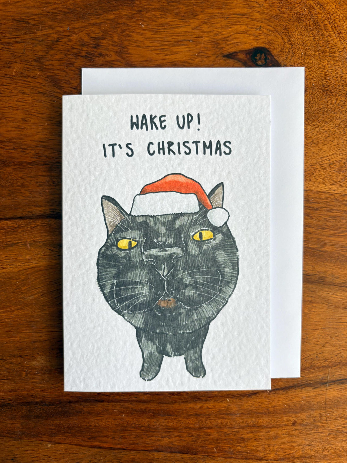 Black Cat Funny Christmas Card: Handcrafted A6 Greeting Card