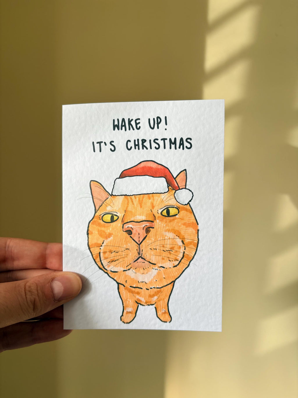 Ginger Cat Funny Christmas Card: Handcrafted A6 Greeting Card