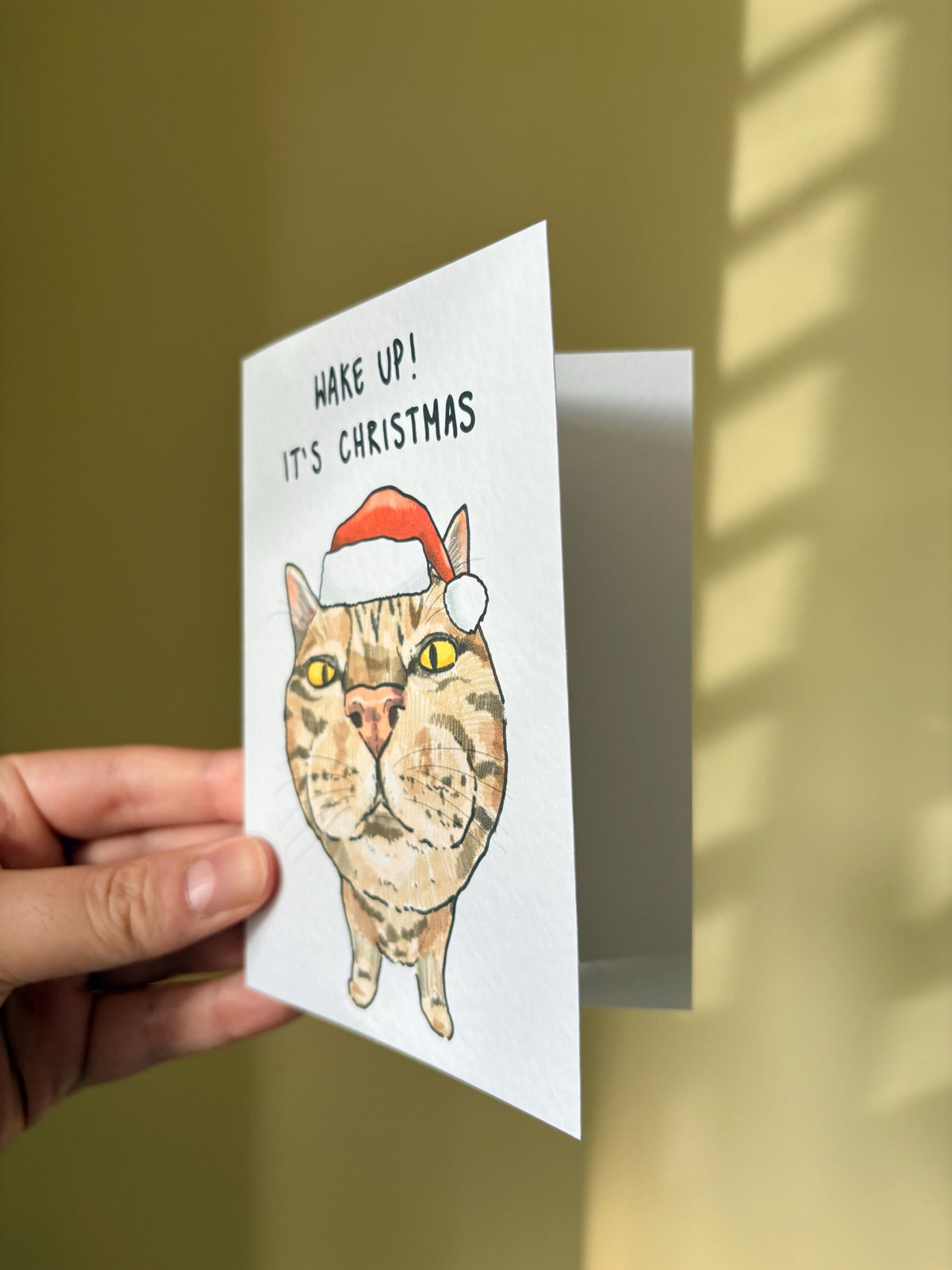 Tabby Cat Funny Christmas Card: Handcrafted A6 Greeting Card