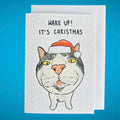 White and Black Cat Funny Christmas Card: Handcrafted A6 Greeting Card